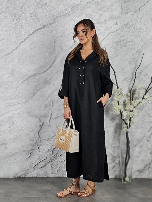 Платье CLOTHÉ с золотыми пуговицами черное