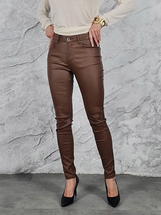 Брюки 3D Denim из экокожи карамель