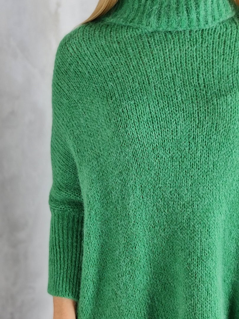 Джемпер Imperial пушистый с высоким воротом зелёный (Verde Bottiglia), фотография №3