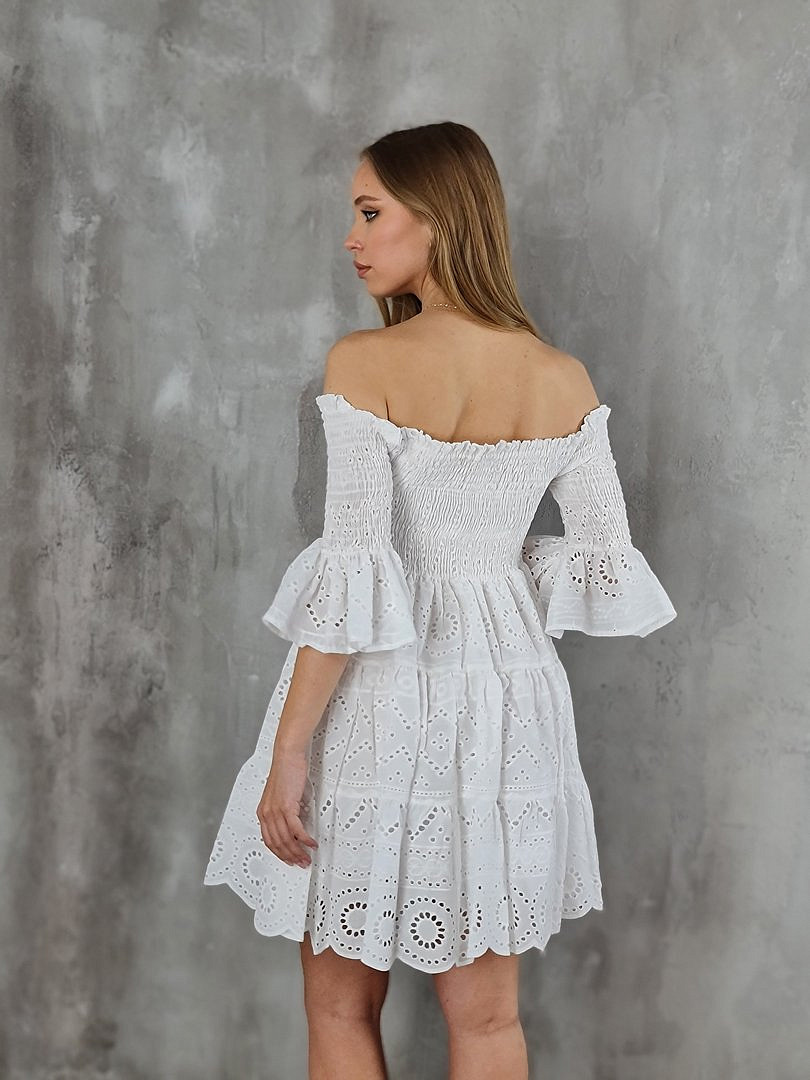 Платье Imperial ажурное с открытыми плечами молочное (!), фотография №5