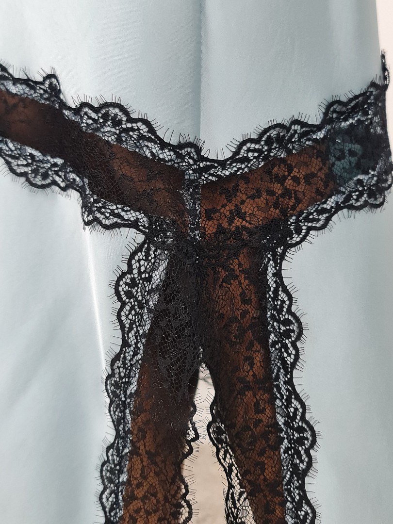 Юбка Imperial с черным кружевом голубая, фотография №5