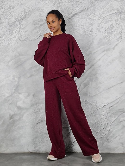 Костюм MOOIJ с блестками свитшот и брюки винный