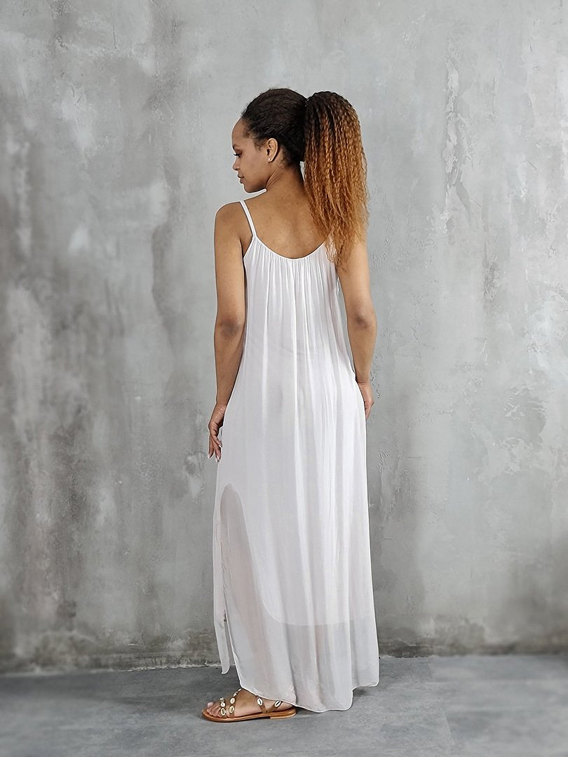 Комплект Segreto шёлковый платье и накидка пудровый, фотография №6