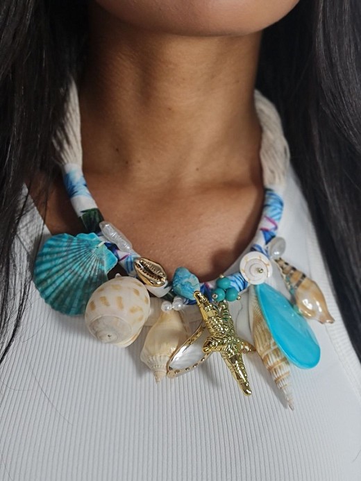 Ожерелье Fashion Jewelry с ракушками бирюзовое
