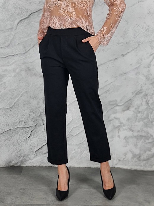 Брюки MINTH на резинке с подворотами черные