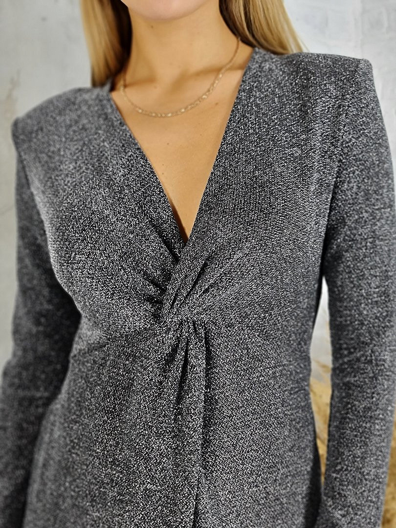 Платье Please с люрексом и V-образным вырезом чёрное, фотография №3