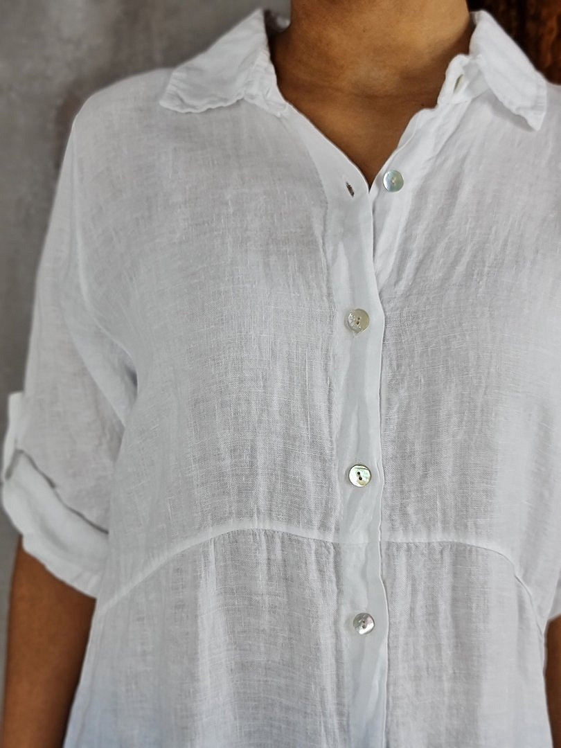 Платье-рубашка Pure Linen льняное с градиентом белое/синее, фотография №5