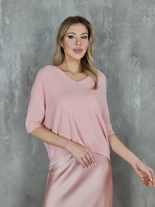 Джемпер Imperial v вырез рукав 3/4 пудра