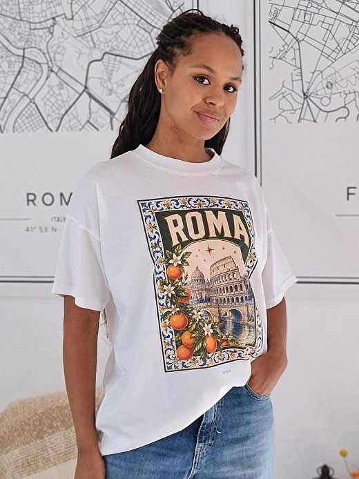 Футболка Vicolo с принтом "ROMA" белая 