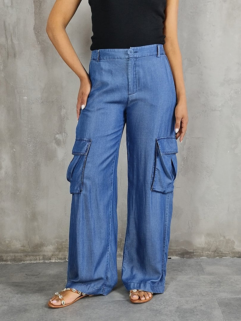 Брюки Imperial с накладными карманами синие, фотография №1