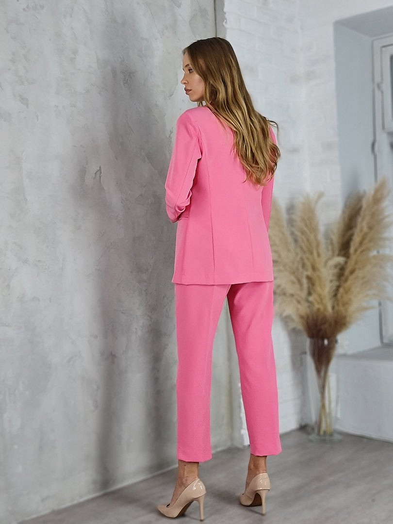 Костюм Maryley пиждак и брюки на резинке ярко-розовый , фотография №3