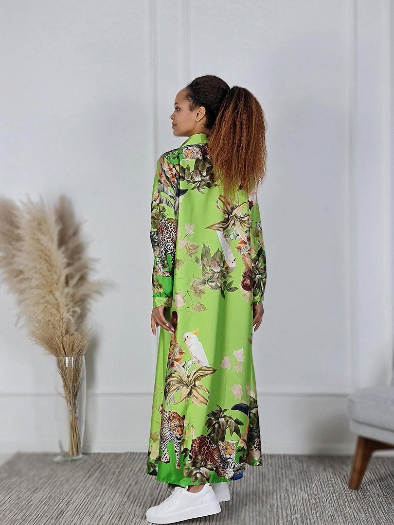 Платье J-Clair А-ситуэта с принтом "Тропики" лайм , фотография №3