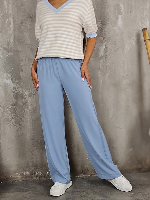 Брюки на резинке Imperial со стрелкой голубые 