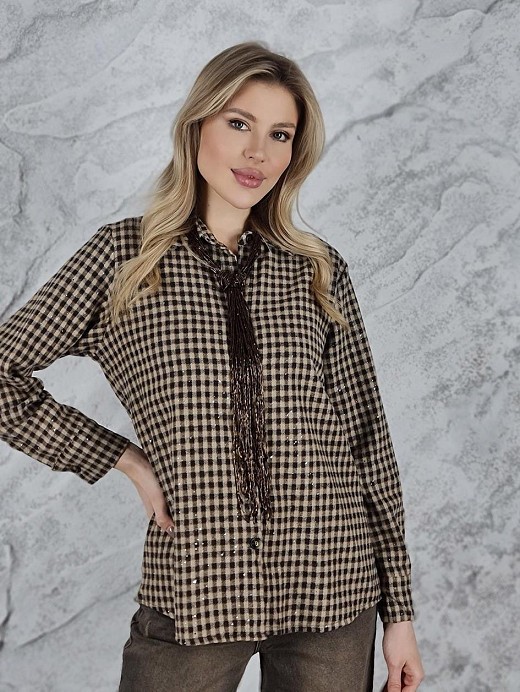 Ожерелье из бисера с узлом шоколад