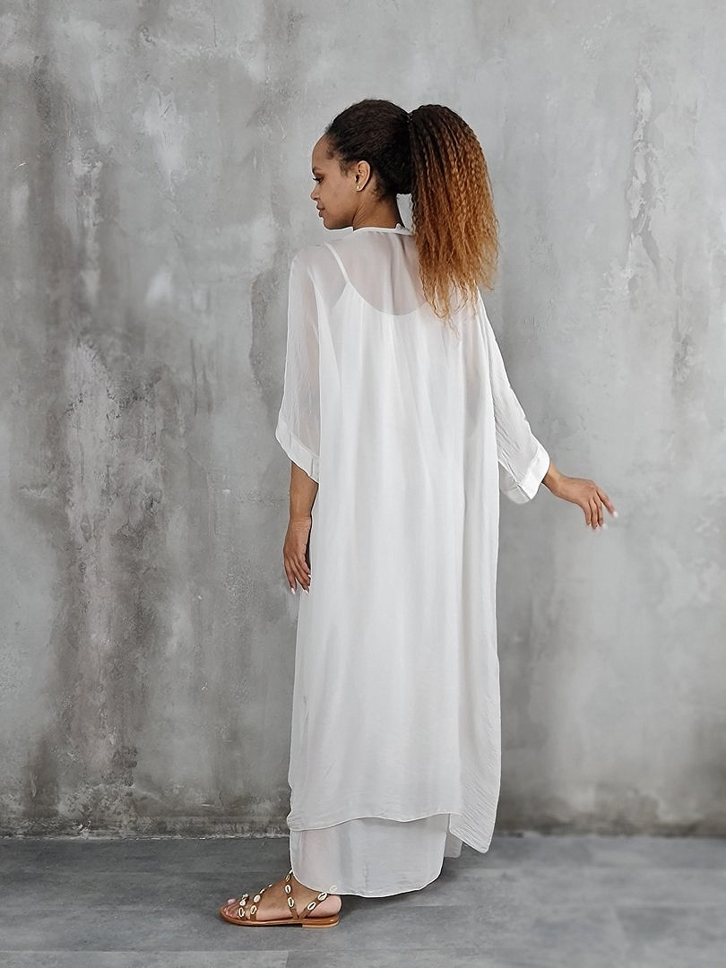 Комплект Segreto шёлковый платье и накидка кремовый, фотография №7