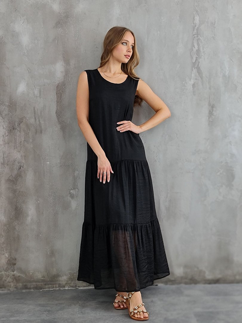 Платье CLOTHÉ макси из полупрозрачной ткани чёрное, фотография №1