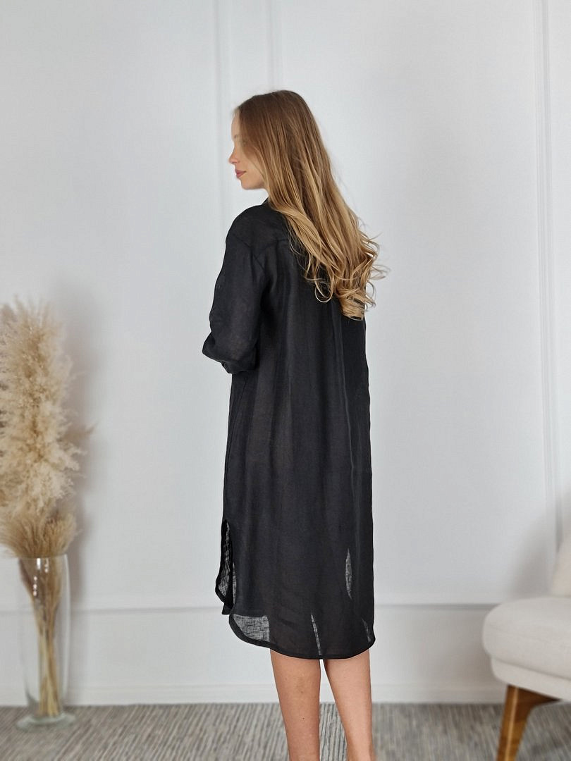 Платье-рубашка CLOTHÉ льняное на пуговицах чёрное, фотография №3