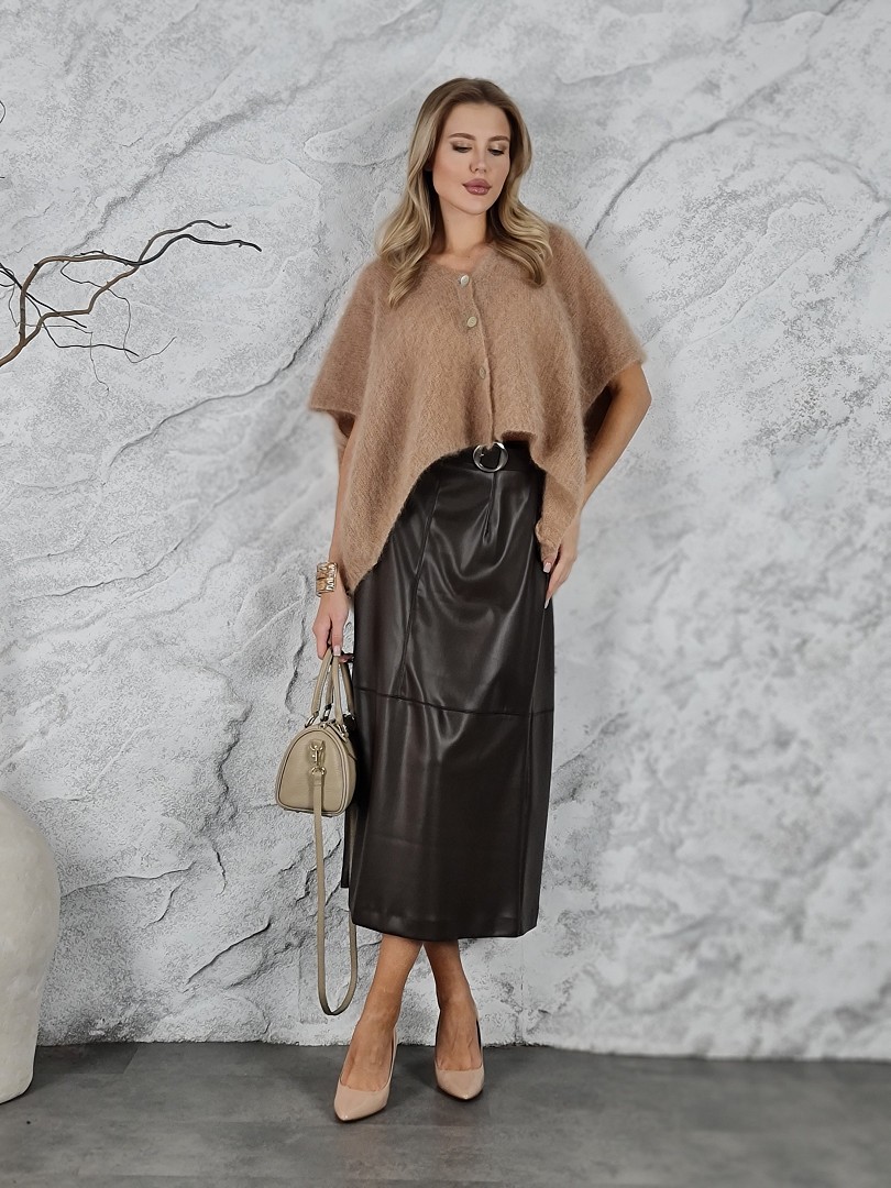 Юбка Imperial экокожа с ремнем шоколад, фотография №2