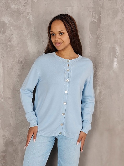 Кардиган Imperial круглый вырез голубой 