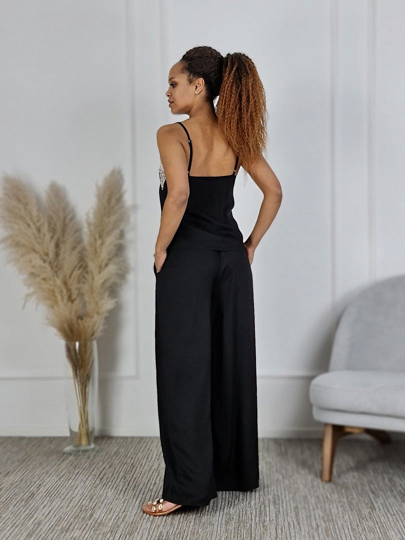 Костюм Kontatto топ и брюки с кружевом черный , фотография №3