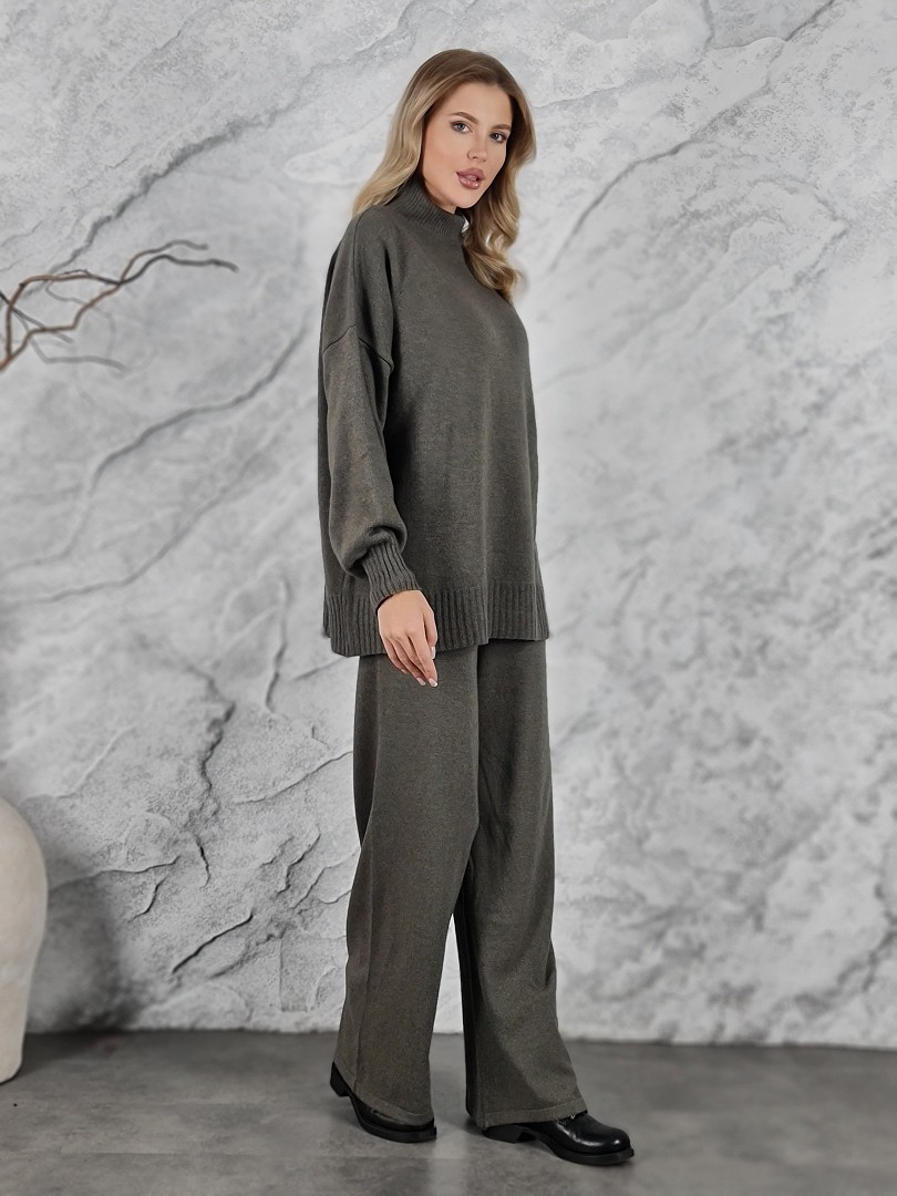 Костюм Clothé трикотажный джемпер и широкие брюки тауп , фотография №2