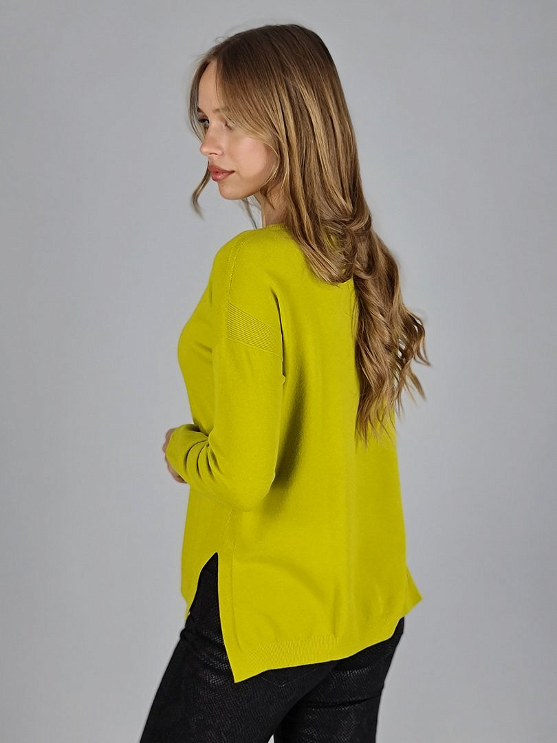 Кофта Kontatto свободная с круглым воротом салатовая (Olio), фотография №3