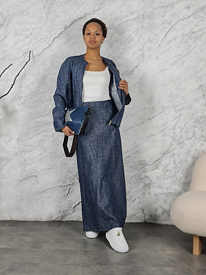 Костюм CLOTHÉ бомбер и юбка синий