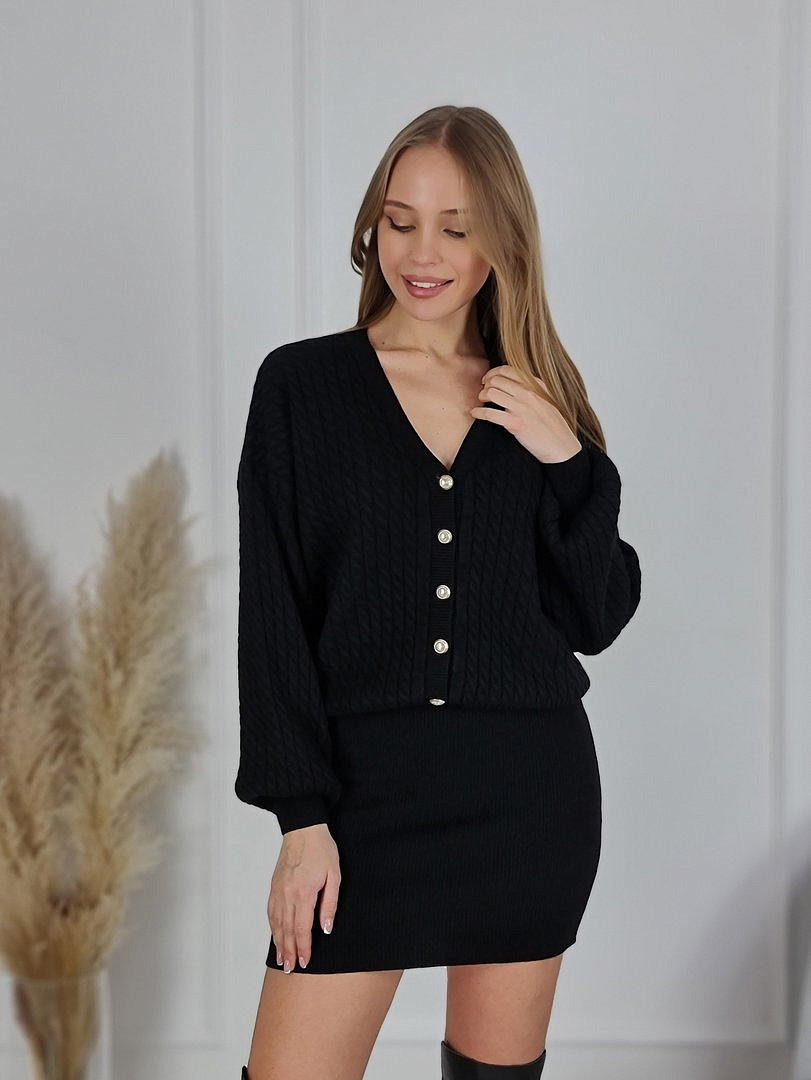 Платье Vicolo с золотыми пуговицами черное, фотография №1