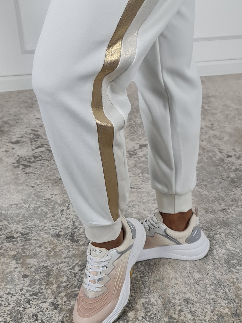 Костюм LIVAN'S брюки свитшот с золотыми полосками молочный, фотография №5