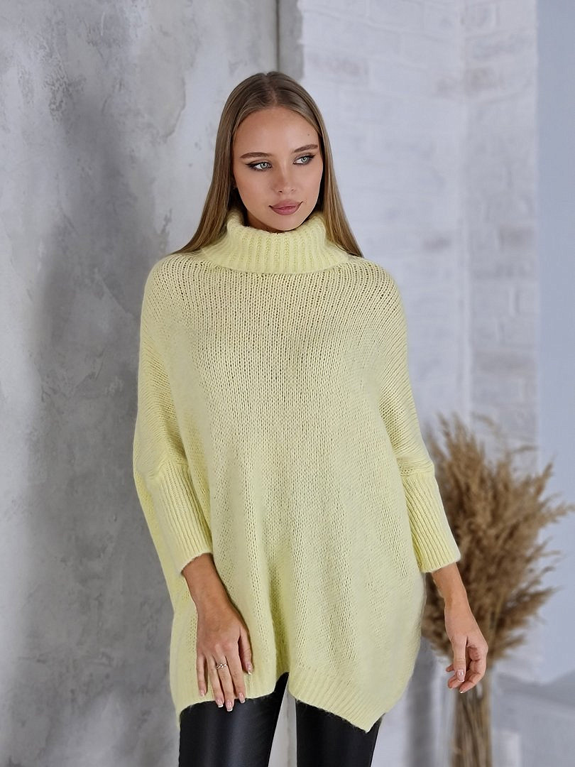Джемпер Imperial пушистый с высоким воротом жёлтый, фотография №1