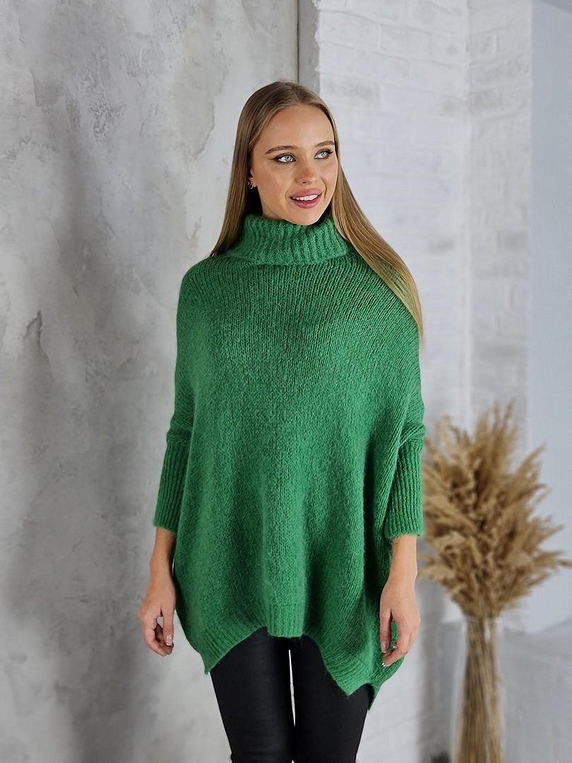 Джемпер Imperial пушистый с высоким воротом зелёный (Verde Bottiglia), фотография №1