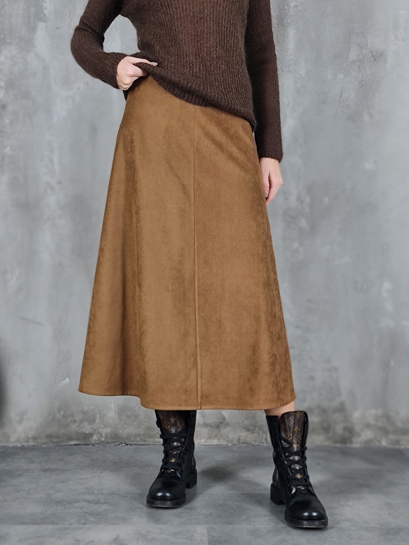 Юбка MIHO'S эко замша миди карамель, фотография №1