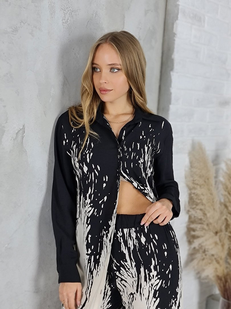 Костюм CLOTHÉ туника и брюки с принтом чёрный/молочный, фотография №6
