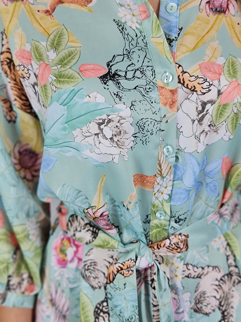 Платье Imperial с принтом "Животные и цветы" бирюзовое, фотография №4