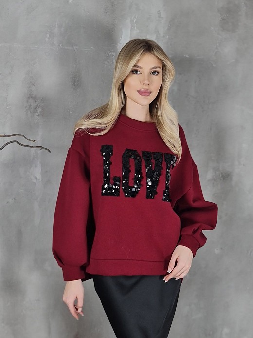 Свитшот на флисе Mitica&Co. "LOVE" винный