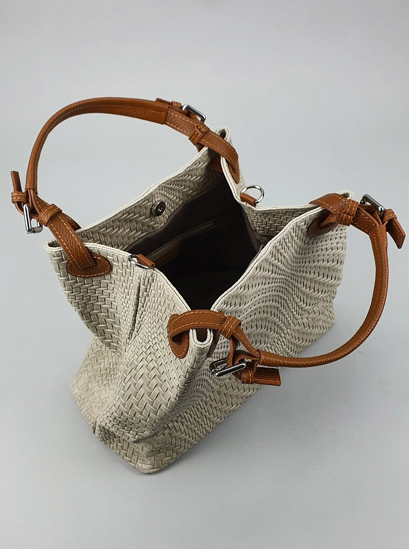 Сумка My Little Italy с имитацией плетения с молочная, фотография №5