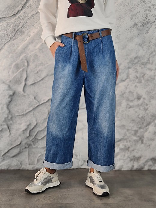 Джинсы Dixie ярко-синие бананы с ремнем