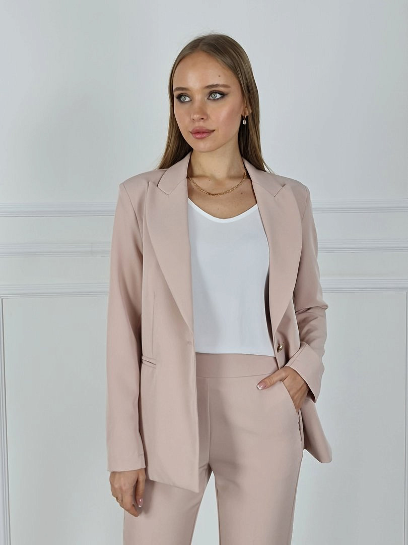 Костюм Maryley пиждак и брюки на резинке пудровый , фотография №6