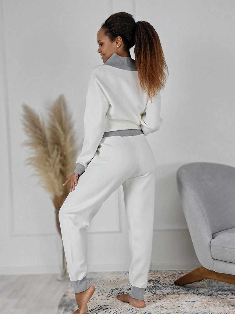 Костюм Melany двухцветный джемпер и брюки молочный/серый, фотография №6