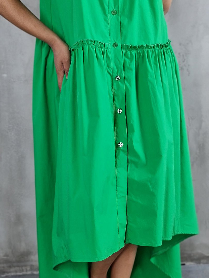 Платье MIHO'S свободное без рукавов с ассиметричным подолом зелёное, фотография №5