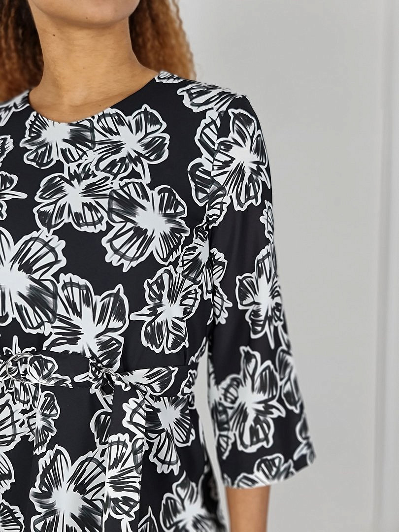 Платье Imperial с принтом "Цветы" белое/черное , фотография №5