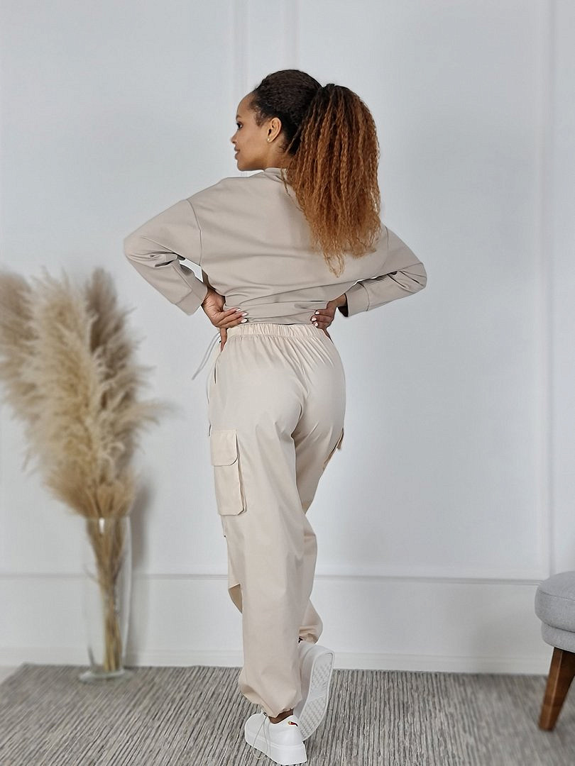 Костюм Imperial из комбинированной ткани свитшот и брюки кремовый, фотография №7