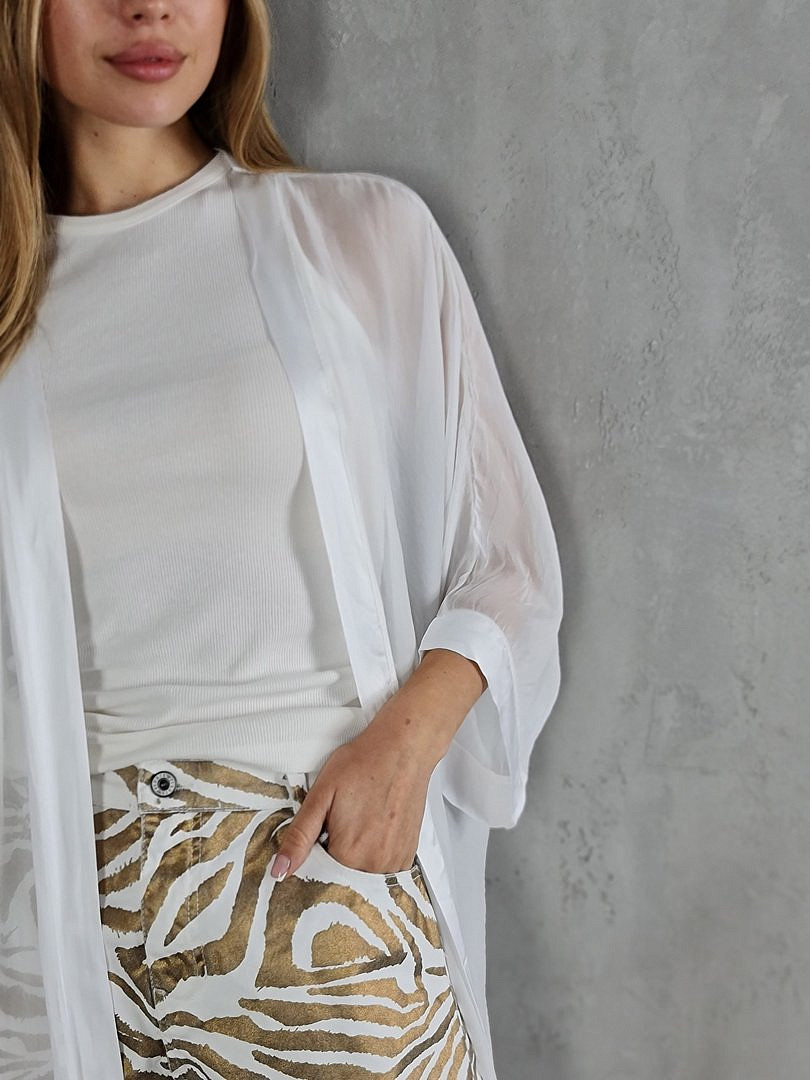 Накидка Pura Seta длинная шёлковая белая, фотография №2