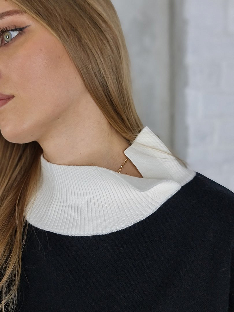 Костюм Melany двухцветный джемпер и брюки молочный/чёрный, фотография №5