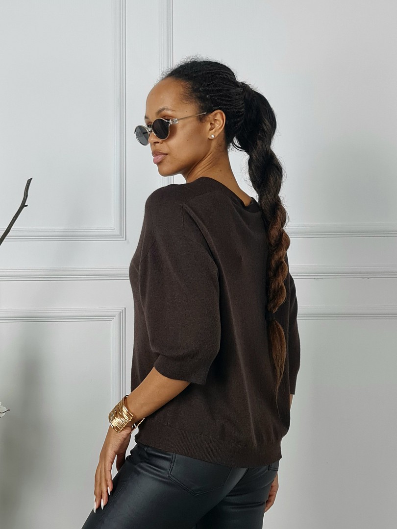 Джемпер Imperial 3/4 рукав круглый вырез шоколад, фотография №2