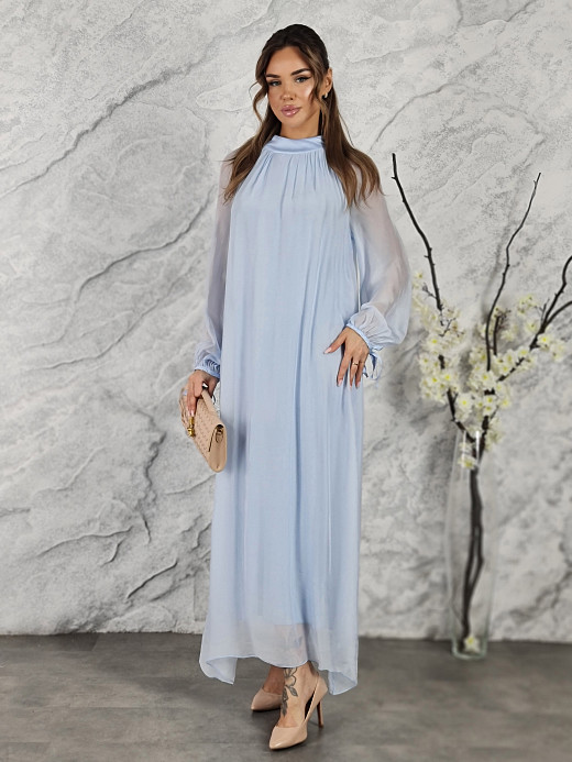 Платье CLOTHÉ свободное полупрозрачное голубое