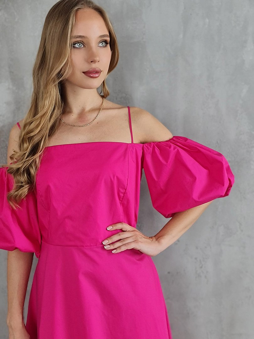 Платье CLOTHÉ с объёмными рукавами фуксия, фотография №3