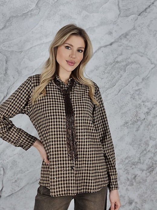 Ожерелье из бисера с узлом шоколад