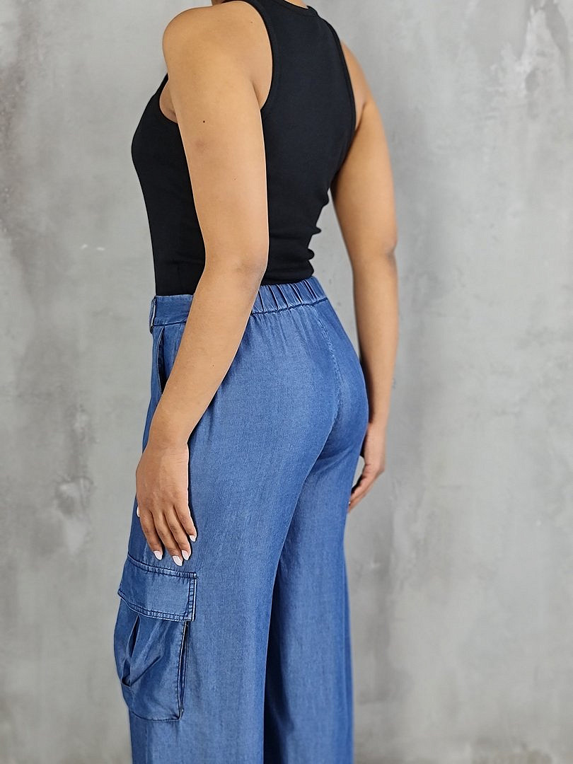 Брюки Imperial с накладными карманами синие, фотография №5