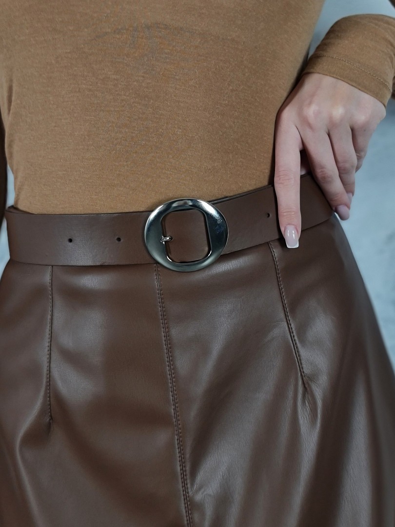Юбка Imperial экокожа с ремнем карамель, фотография №4